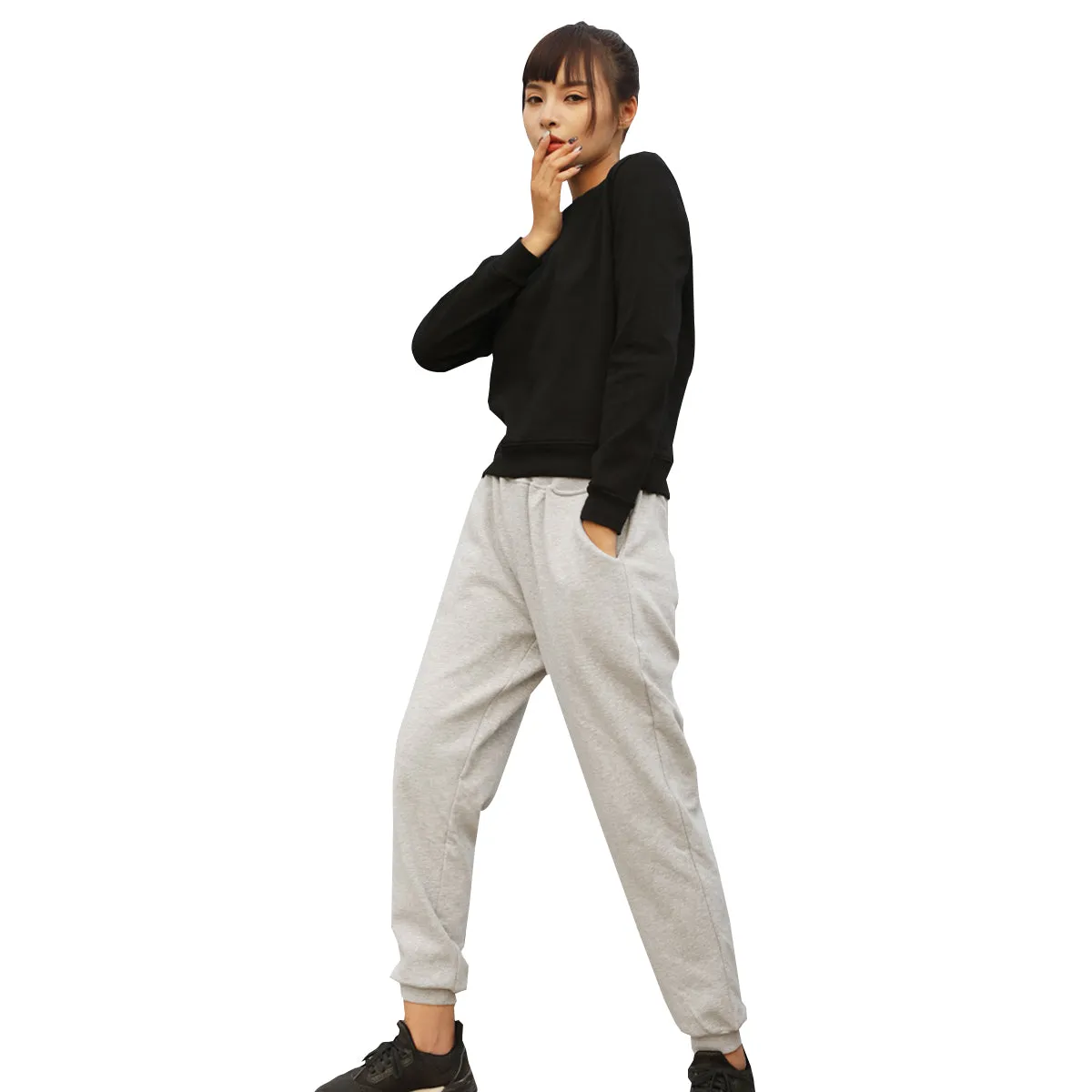 Women's Pullover O-Neck Sweatshirt & Sweatpants Set
