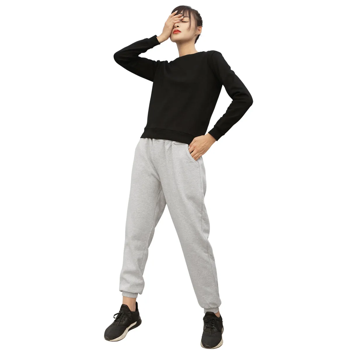 Women's Pullover O-Neck Sweatshirt & Sweatpants Set