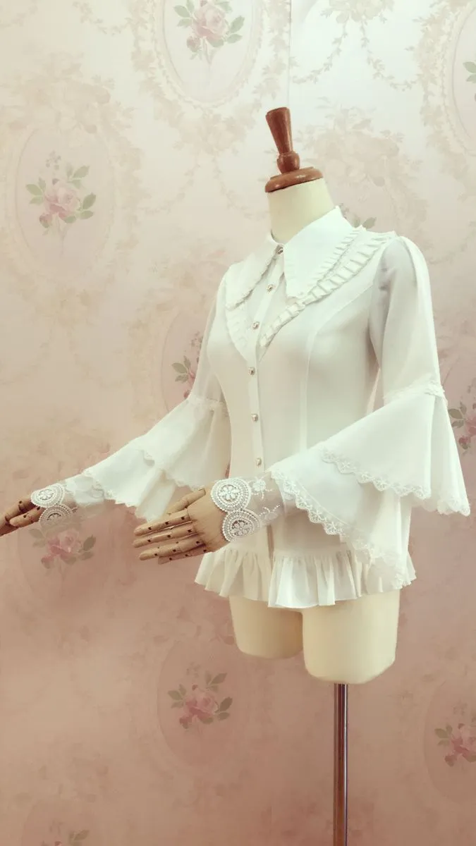 Yilia~Elegant Lolita Long Sleeve Slim Fit Blouse