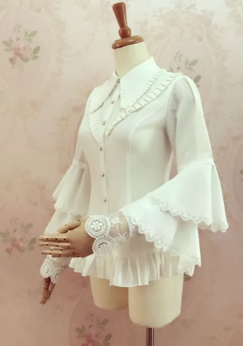 Yilia~Elegant Lolita Long Sleeve Slim Fit Blouse