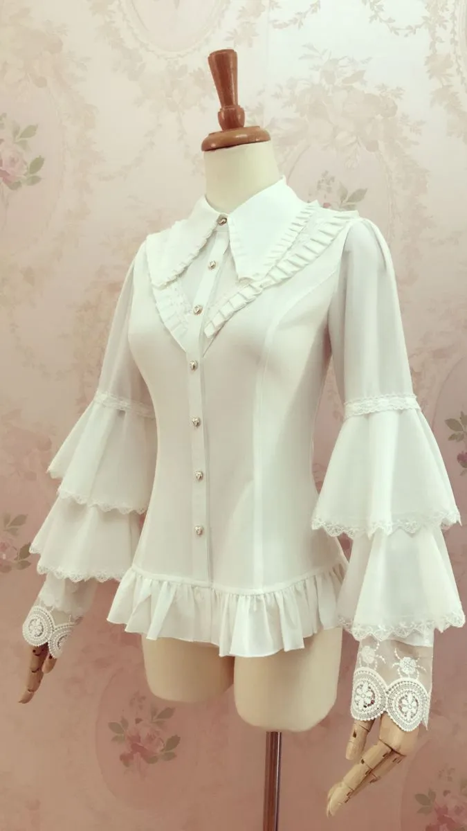 Yilia~Elegant Lolita Long Sleeve Slim Fit Blouse