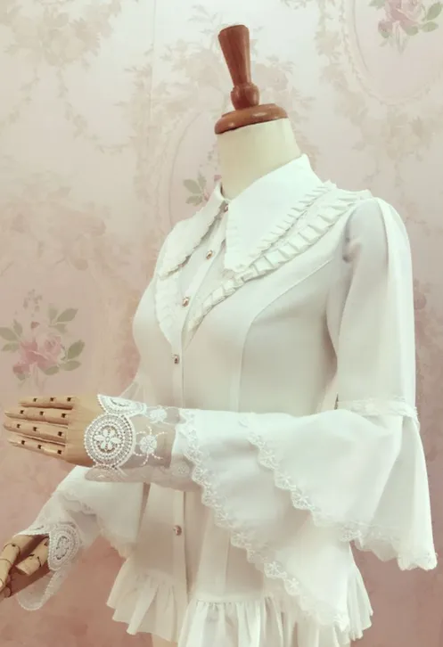 Yilia~Elegant Lolita Long Sleeve Slim Fit Blouse