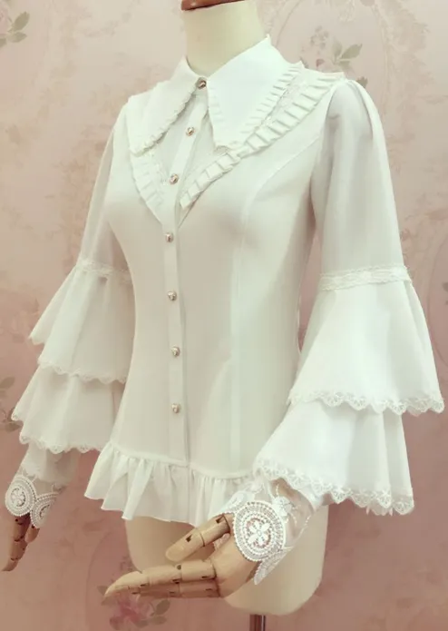 Yilia~Elegant Lolita Long Sleeve Slim Fit Blouse