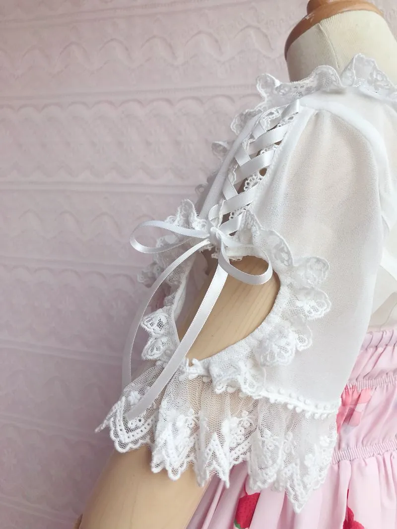Yilia~Sweet Lolita Puff Sleeve Short Sleeve Blouse