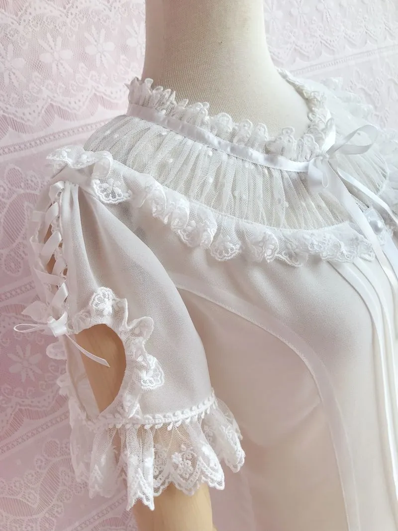 Yilia~Sweet Lolita Puff Sleeve Short Sleeve Blouse