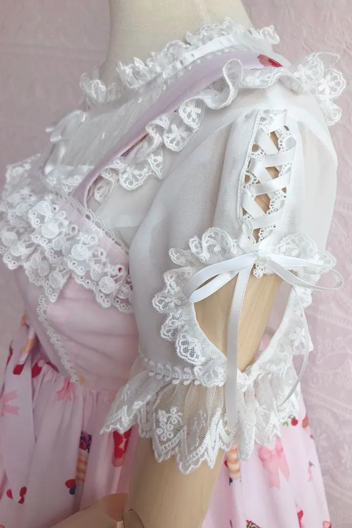 Yilia~Sweet Lolita Puff Sleeve Short Sleeve Blouse