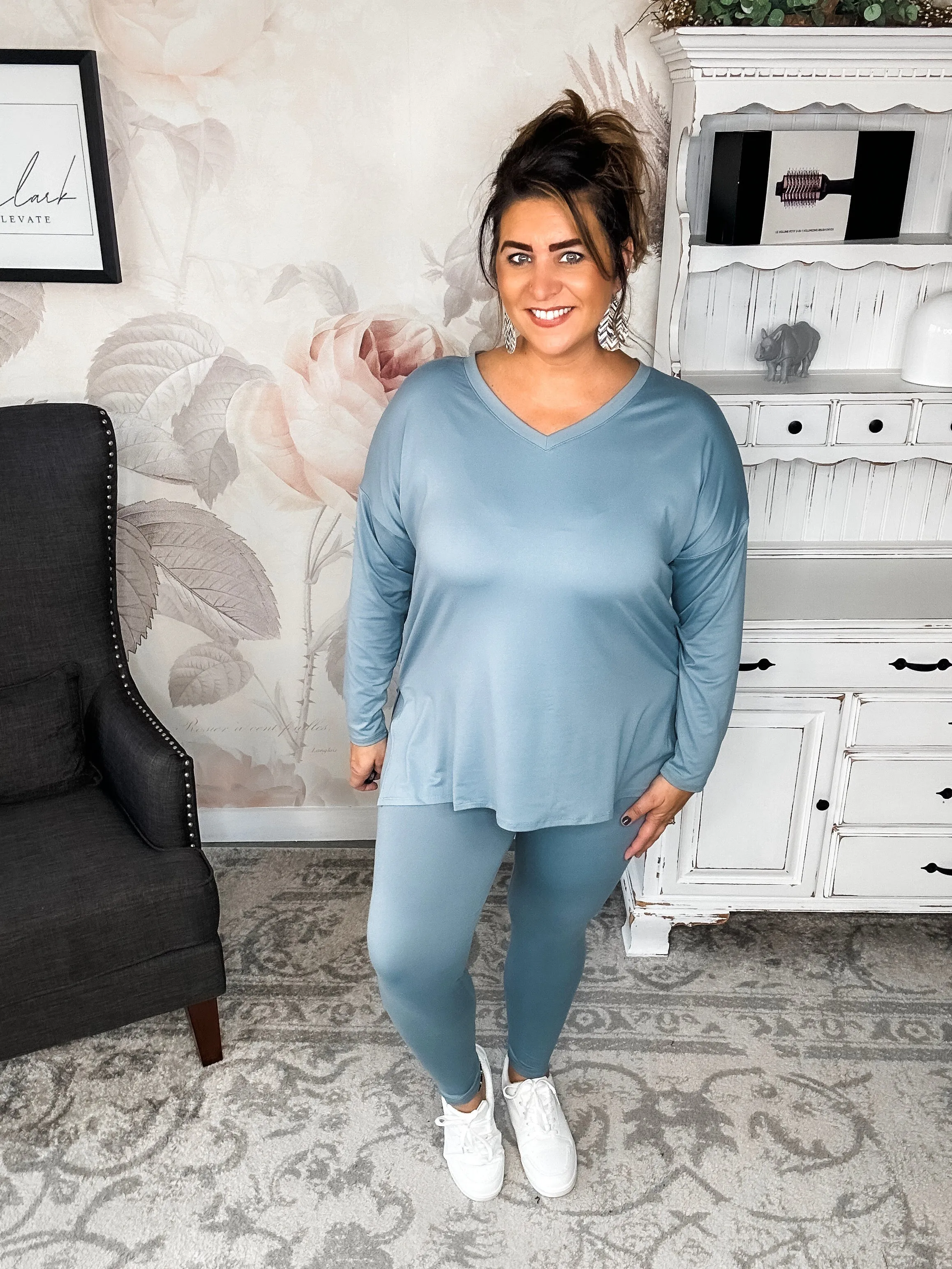 You Can't Resist This Loungewear Set - Blue Grey