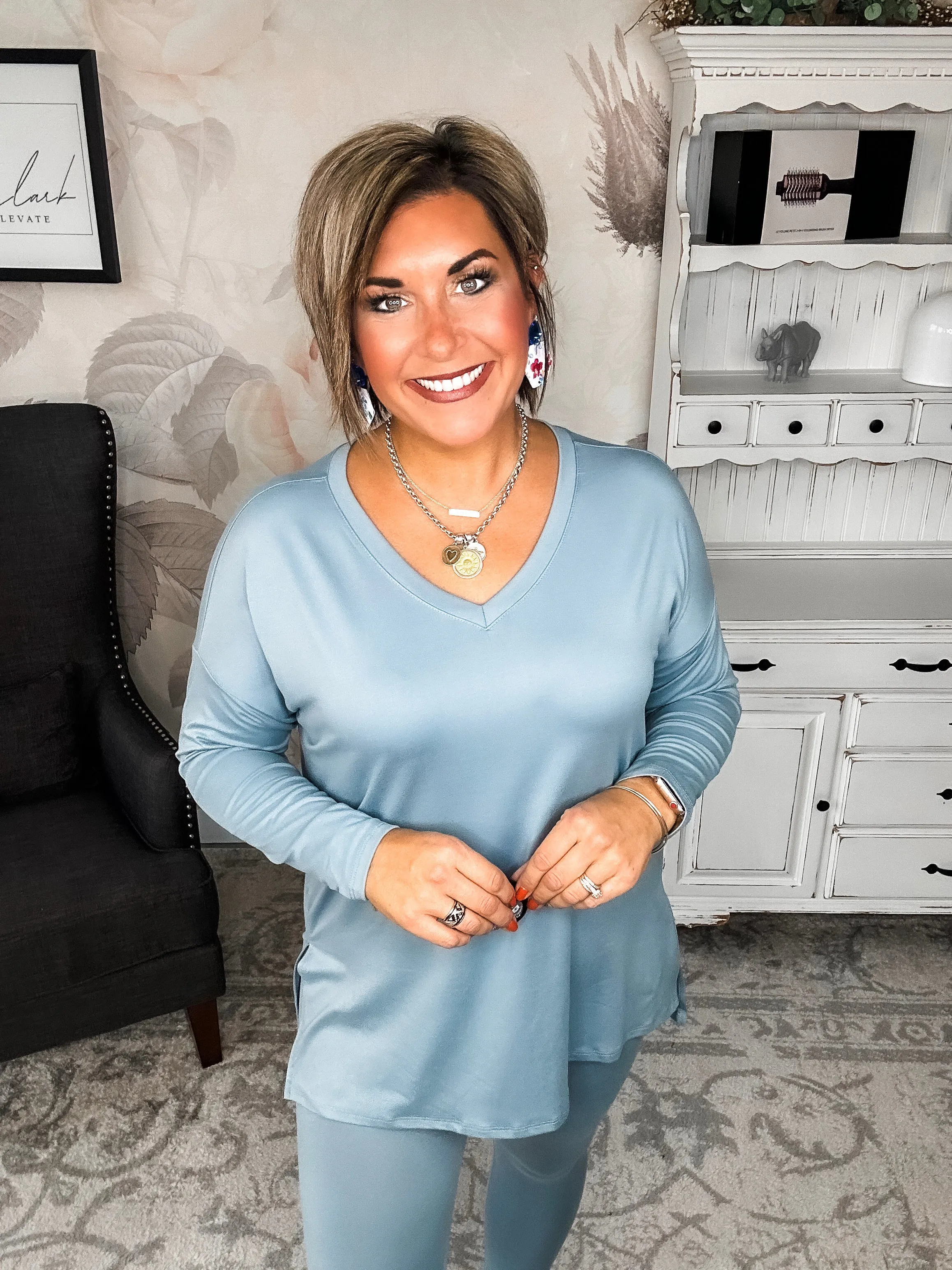 You Can't Resist This Loungewear Set - Blue Grey