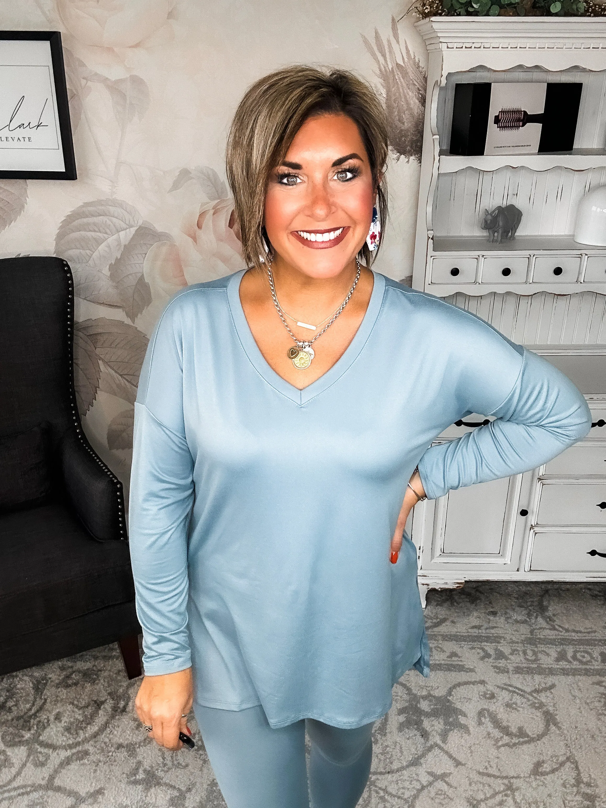 You Can't Resist This Loungewear Set - Blue Grey