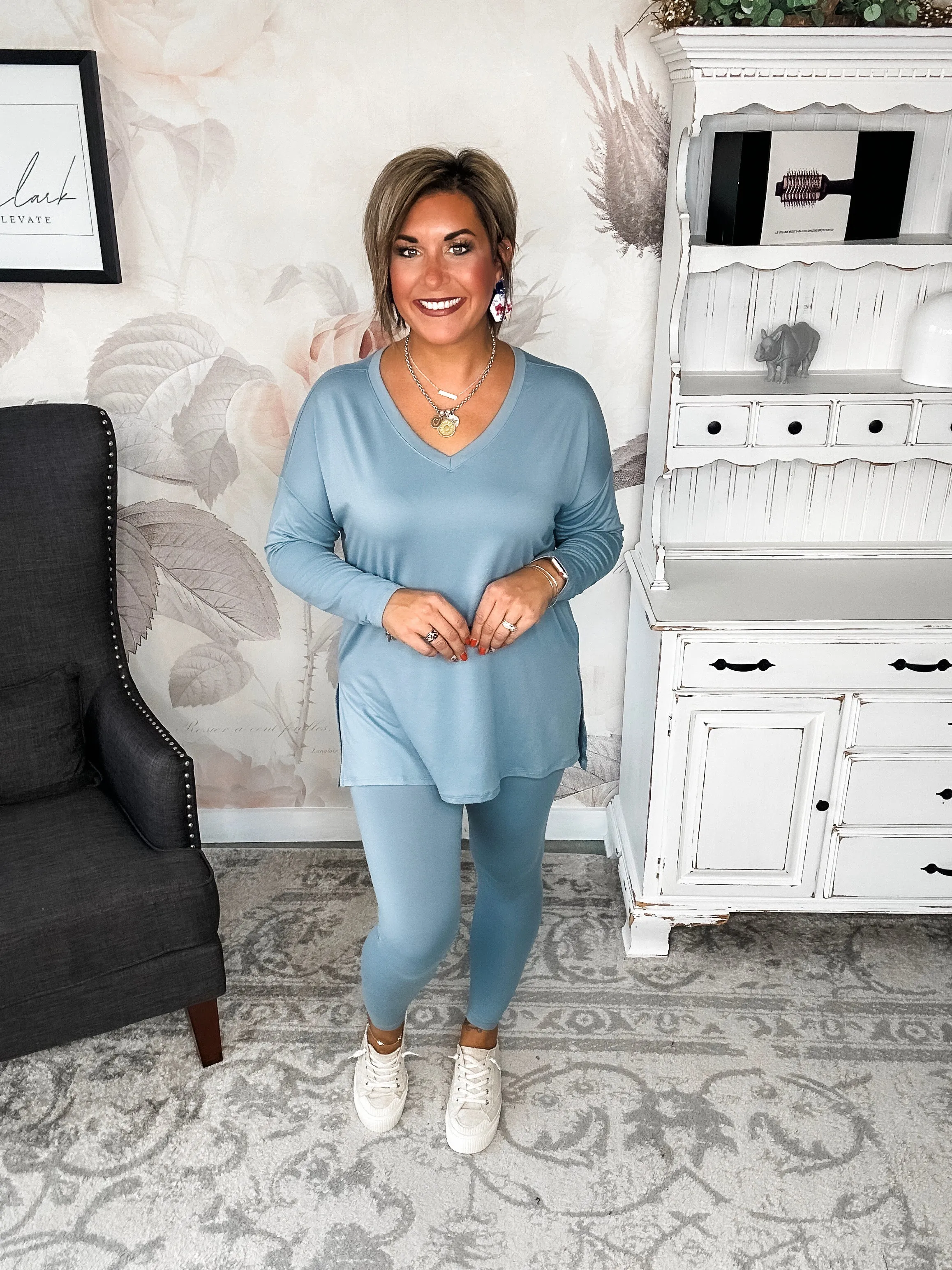 You Can't Resist This Loungewear Set - Blue Grey