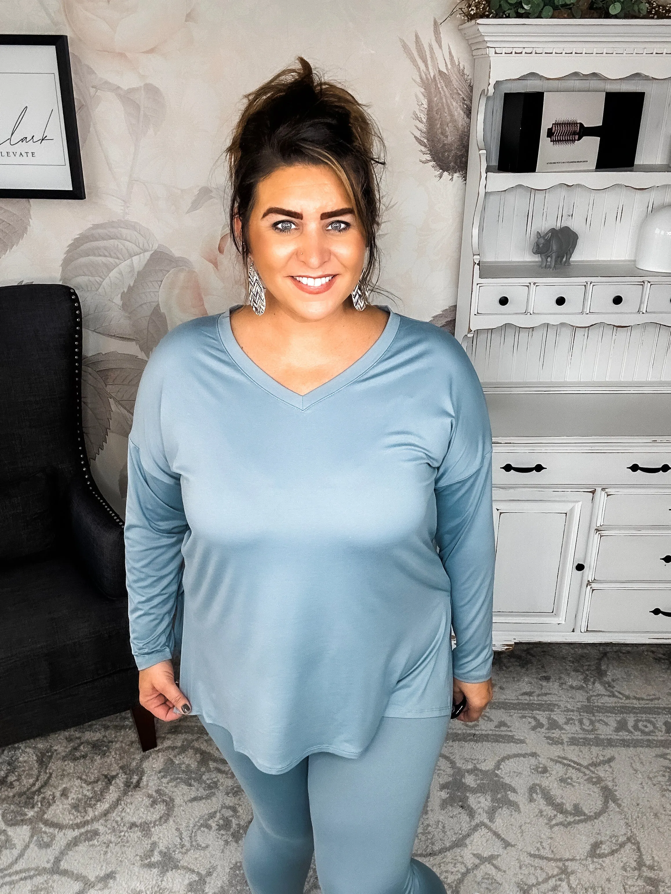 You Can't Resist This Loungewear Set - Blue Grey