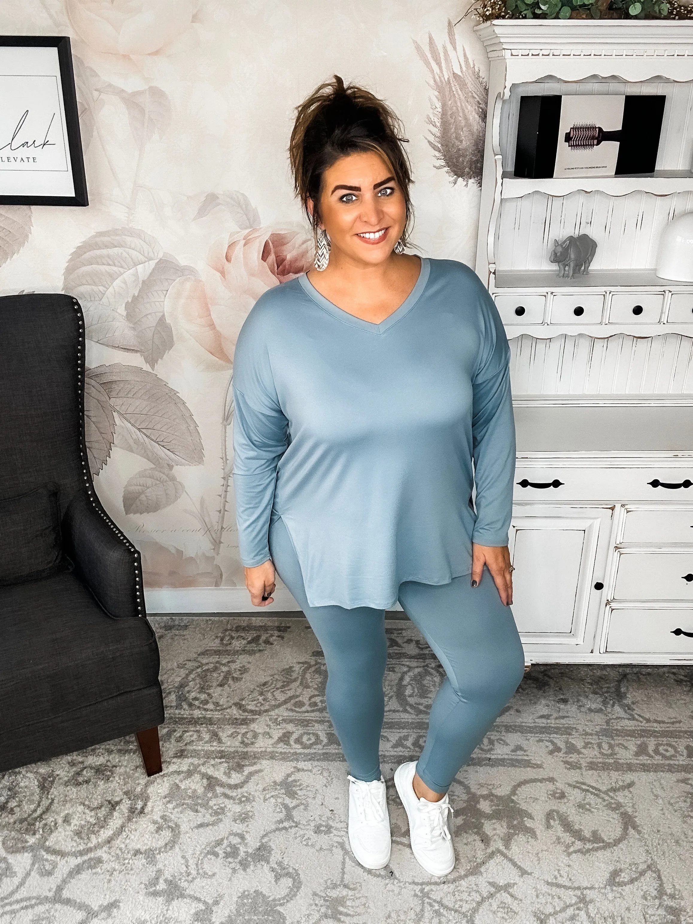 You Can't Resist This Loungewear Set - Blue Grey