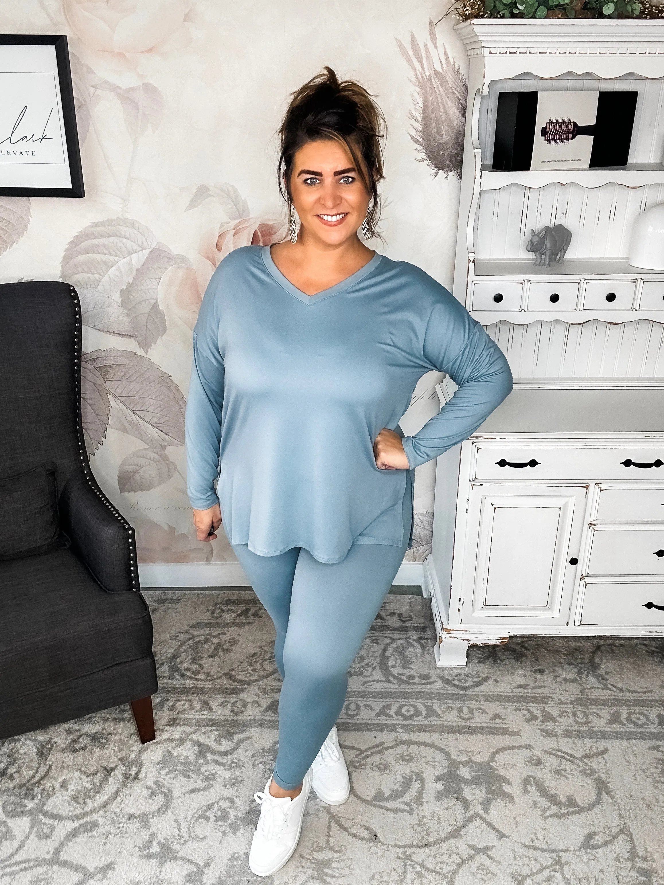 You Can't Resist This Loungewear Set - Blue Grey