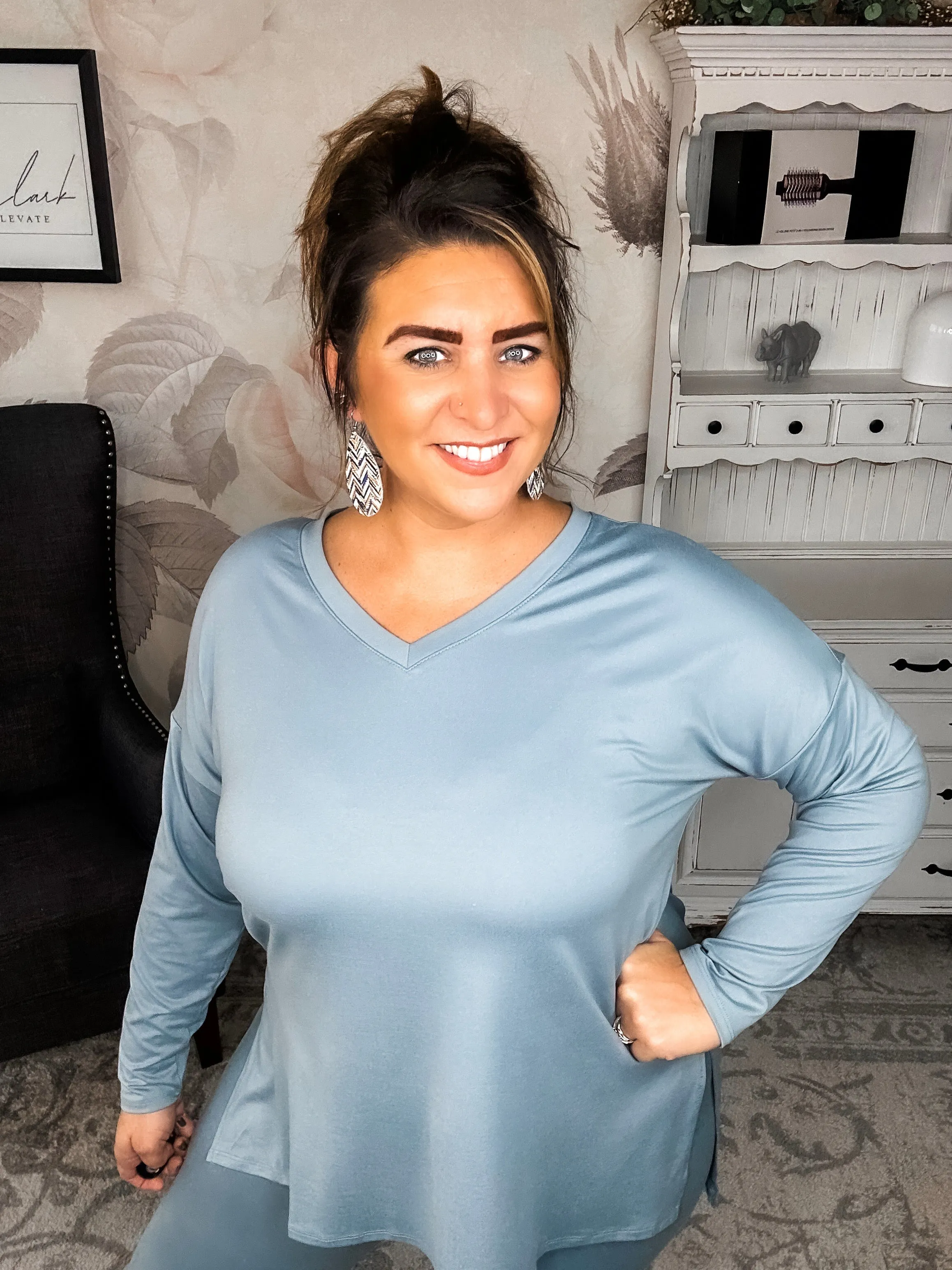 You Can't Resist This Loungewear Set - Blue Grey
