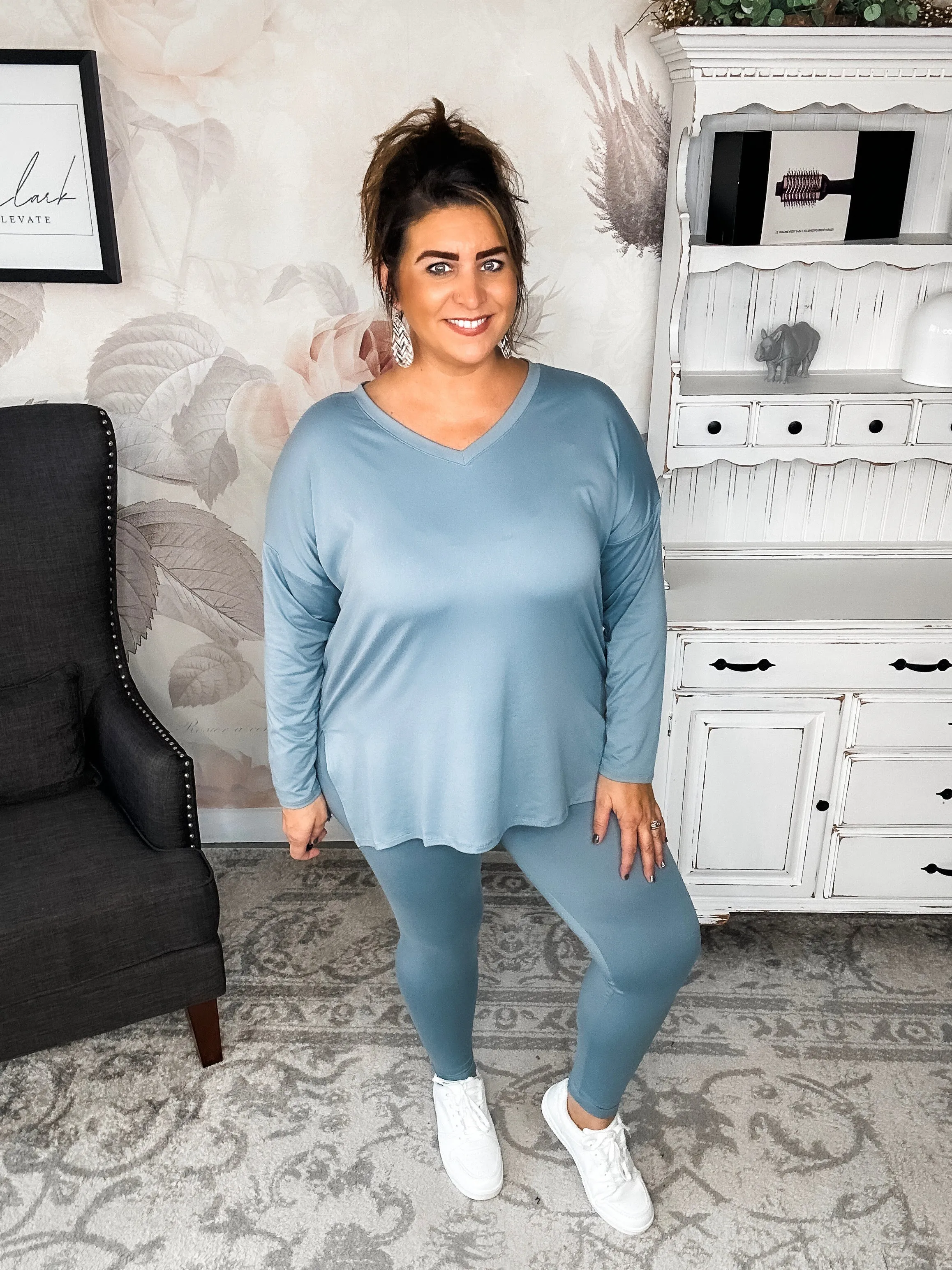 You Can't Resist This Loungewear Set - Blue Grey