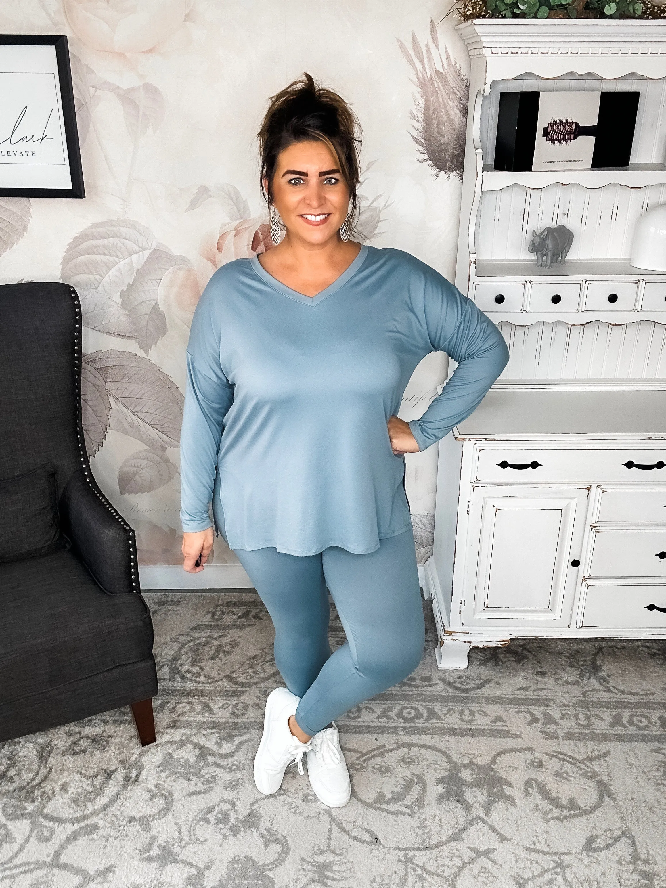 You Can't Resist This Loungewear Set - Blue Grey