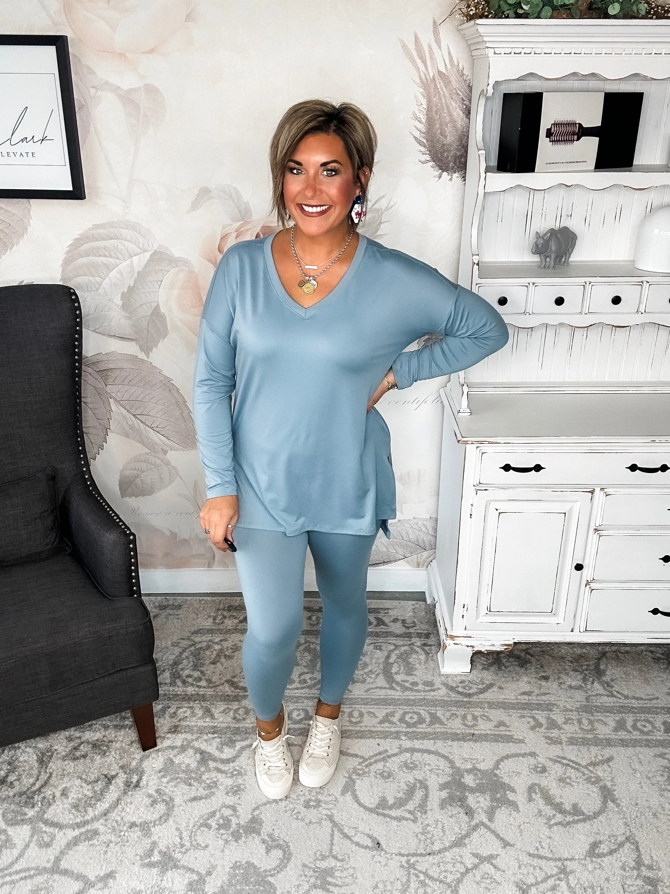 You Can't Resist This Loungewear Set - Blue Grey