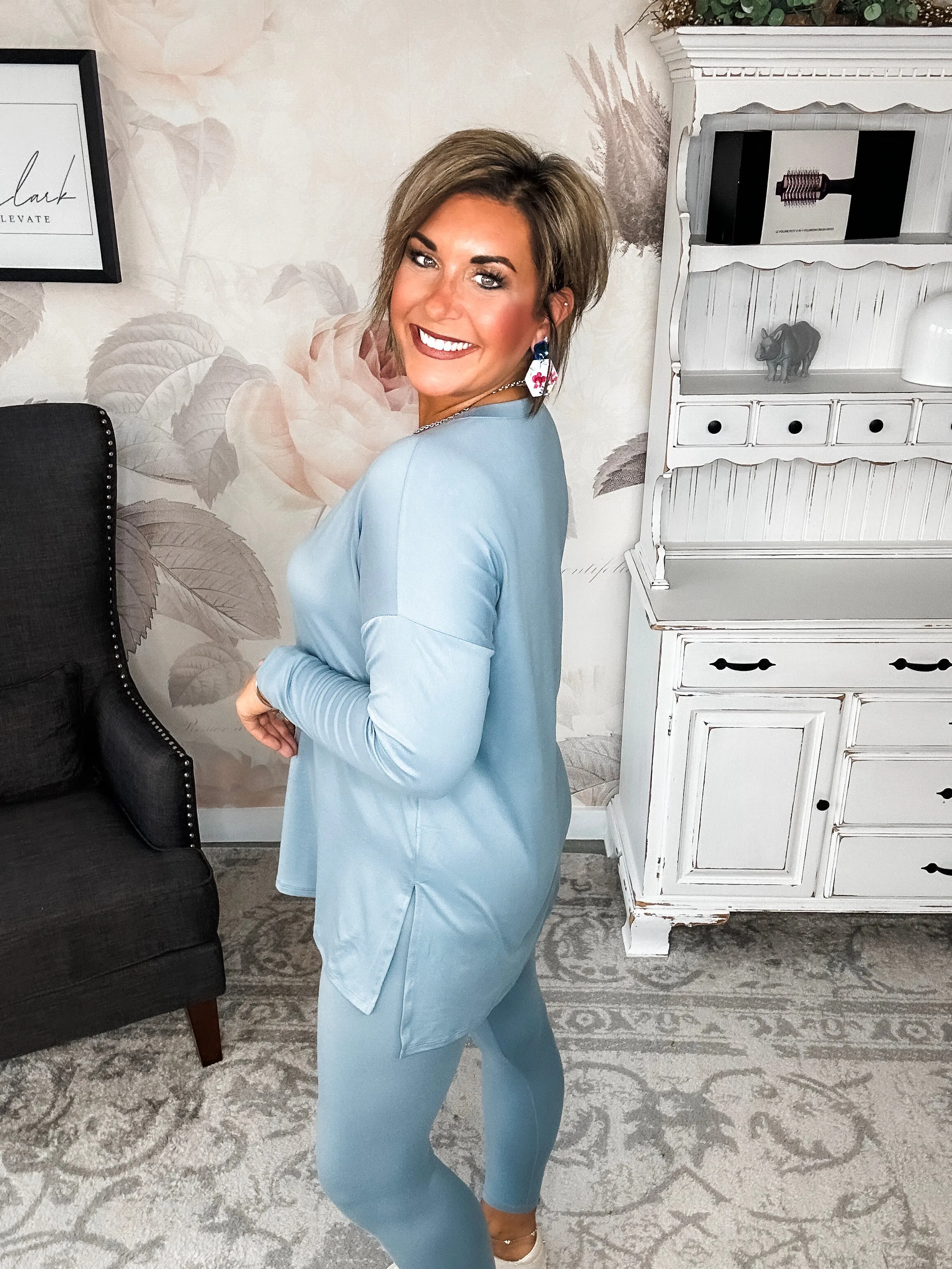 You Can't Resist This Loungewear Set - Blue Grey