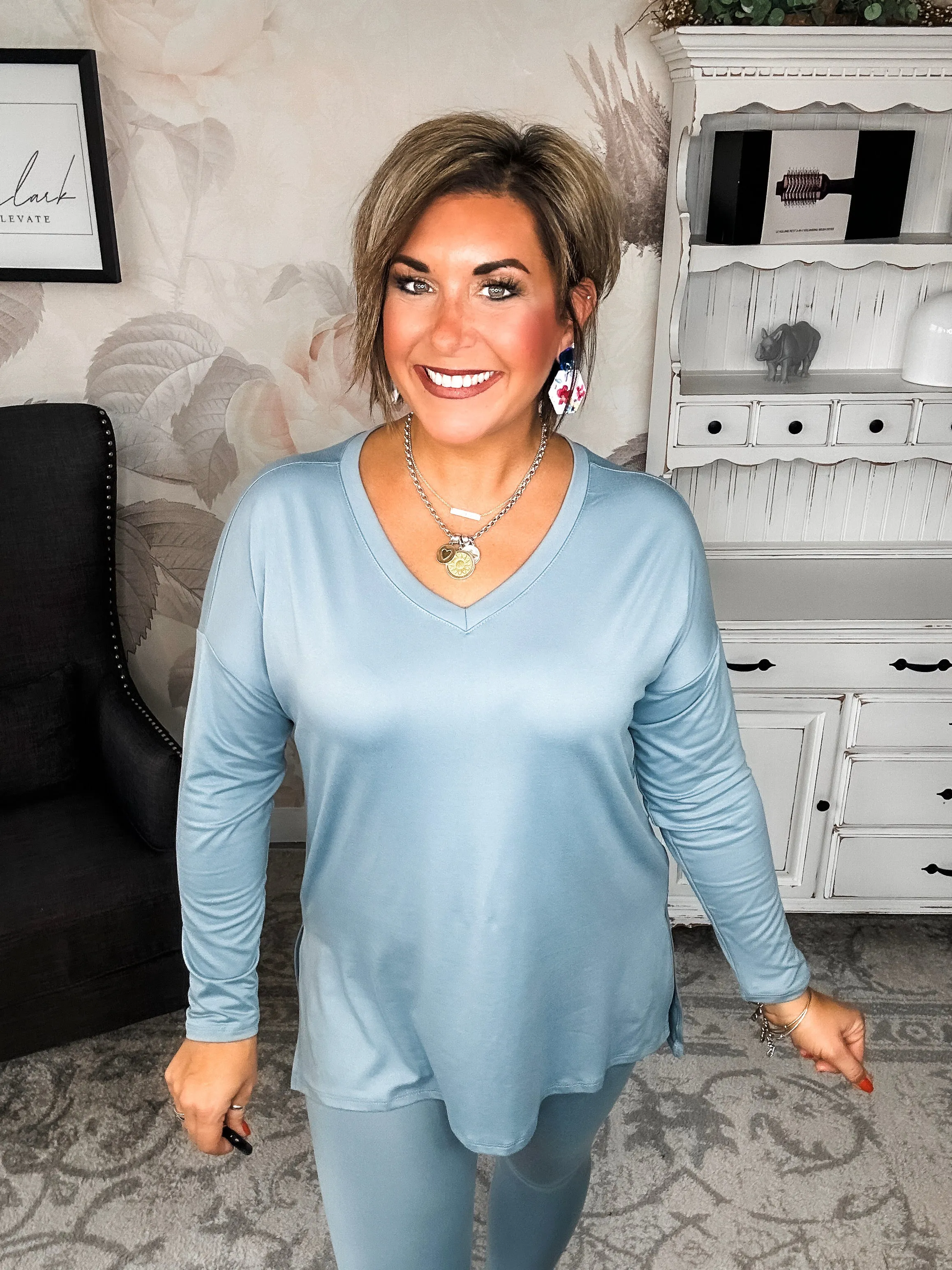 You Can't Resist This Loungewear Set - Blue Grey